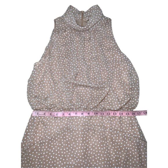 TAYLOR TAN POLKA DOT MOCK NECK MAXI DRESS - Picture 7 of 10